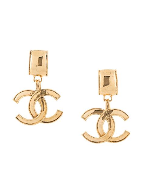 chanel earrings gold and pearly white|chanel earrings size guide.